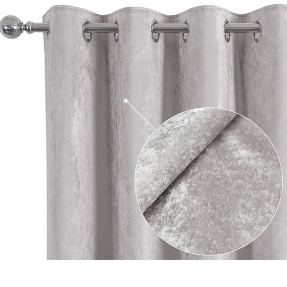 Always4u Soft Crushed Velvet Curtains Grommet Luxury Drapes - Picture 3 of 10